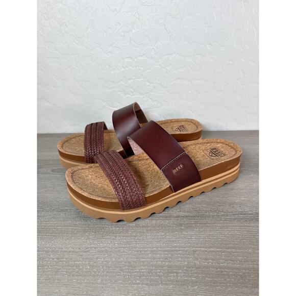 Reef Women's 8.5 Cushion Vista Hi Slip On Platform Sandals Brown Chocolate Braid - Picture 1 of 7